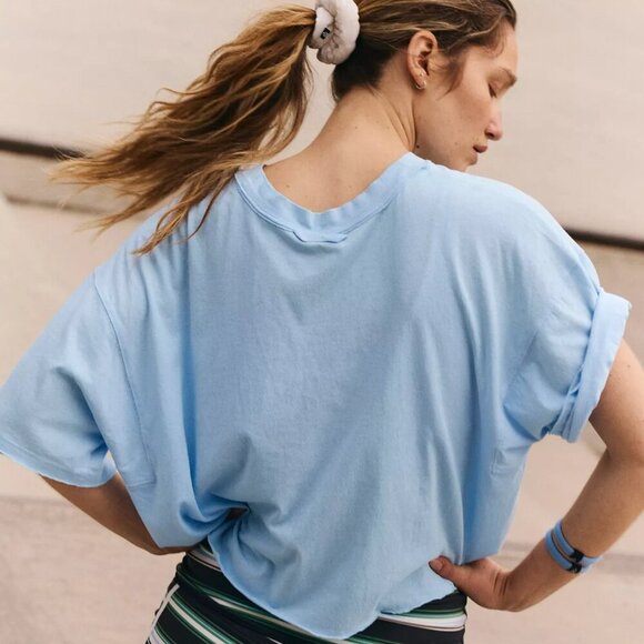 NWT Free People Movement Inspire Oversized Blue Logo Crop Tee - Picture 6 of 9